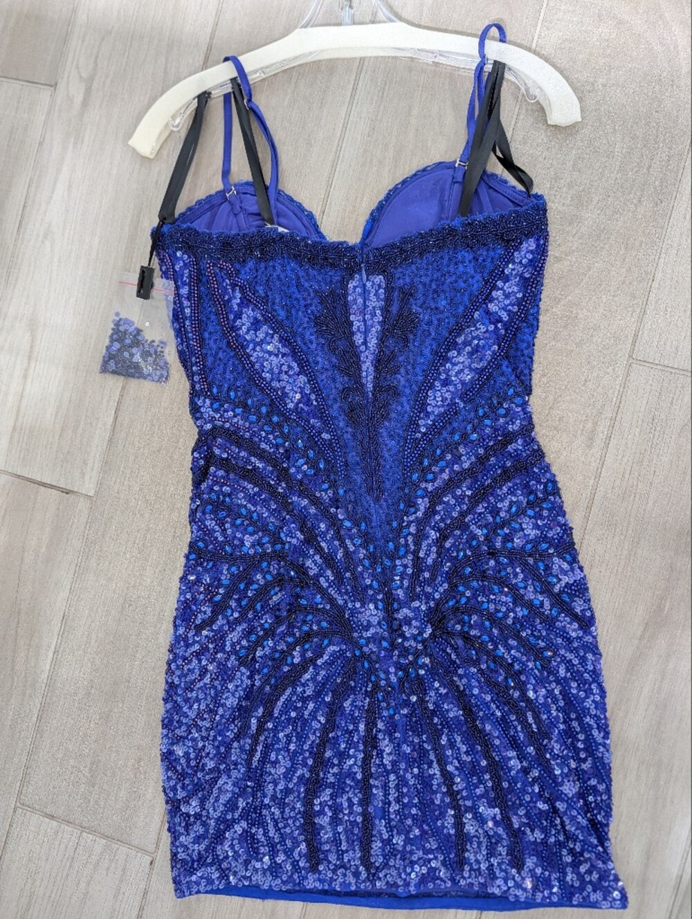 Primavera Couture Royal Blue Sequin Sculpted Mini Dress